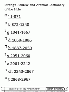 KJV Strong's Bible Kindle Screenshot Hebrew Dictionary Table Of Contents