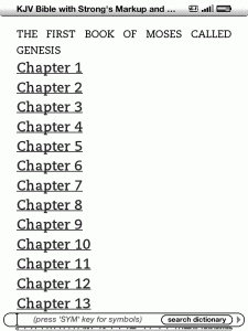 KJV Strong's Bible Kindle Screenshot Table Of Contents Level 2
